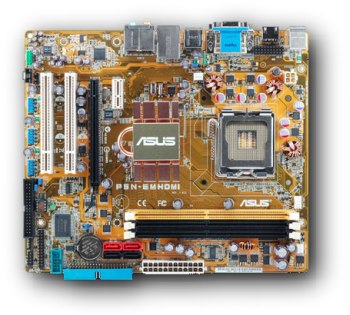 Asus P5N-EM HDMI motherboard top view 350x315