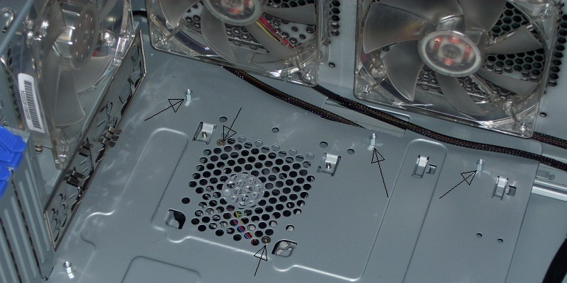 CPU underside fan from inside arrows CPU underside fan from inside arrows
